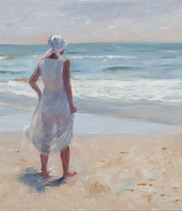 Heilwig Duwe Ploog Frau am Meer 1999 Oel Lwd. 64x80cm