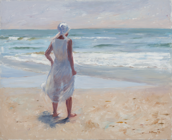 Heilwig Duwe Ploog Frau am Meer 1999 Oel Lwd. 64x80cm